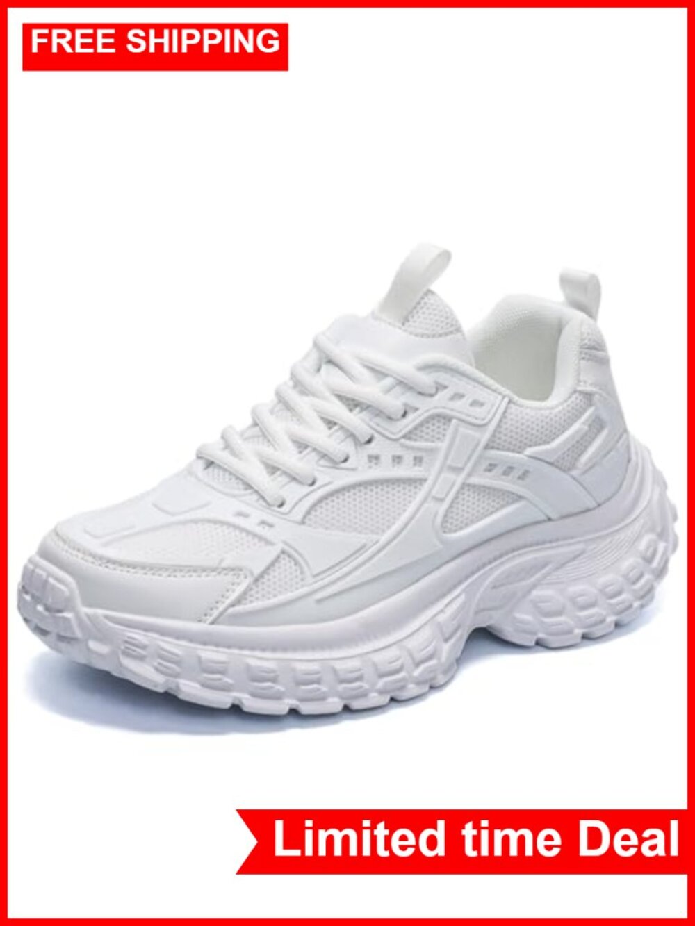 Men's Chunky Platform Fashion Sneakers Lace-Up Casual Walking Shoes
